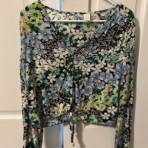 H&M floral wrap front blouse